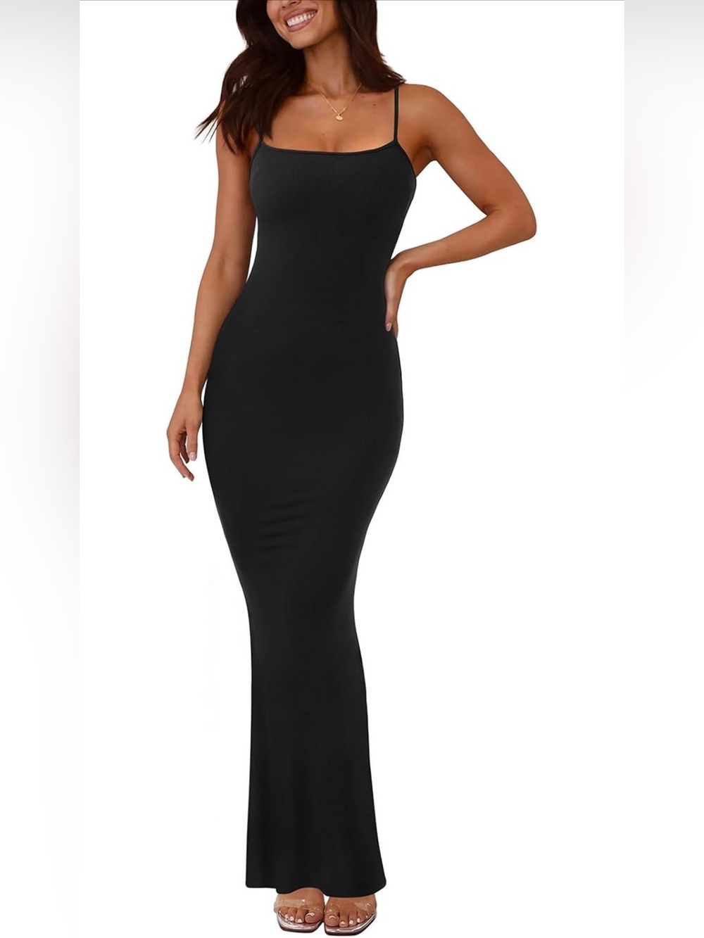 REORIA Women's Basic Sexy Lounge Slip Long Dress